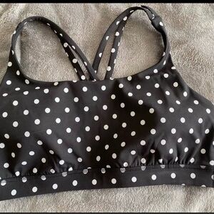 Lululemon Athletica Black and White Energy Polka Dot Sports Bra Size 12 NWT